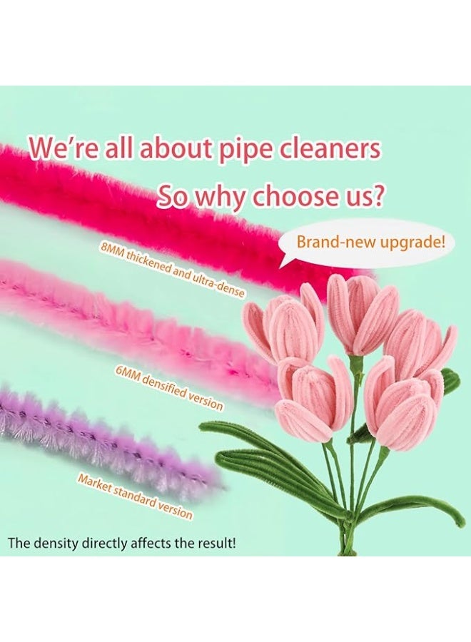 عربست طوليب أنابيب تنظيف DIY مجموعة - مجموعة متنوعة من جذوع الشنيل اللون لحساسة و حية باقات طوليب DIY، بما في ذلك الملحقات الزهرية، مثالية للصناعيين، ديكور المنزل والهدايا اليدوية - Image 2
